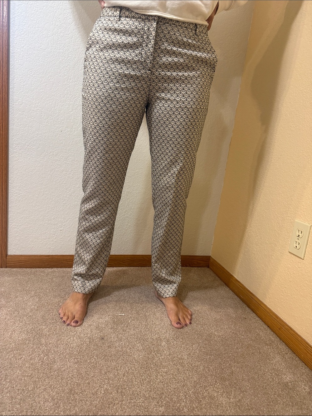 Printed Slim Fit slacks in Beige Pattern